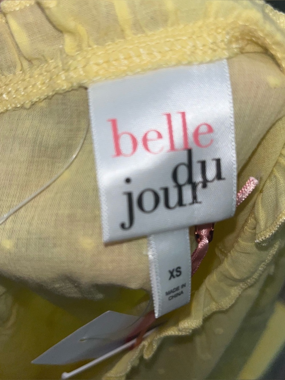 Belle Du Jour Yellow Polka Dot Lace-Trim Babydoll mini dress - Picture 2 of 4